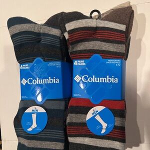Columbia Men's Multicolor Striped Socks - Blue, Brown, and Red